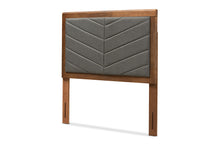 Load image into Gallery viewer, Baxton Studio Iden Modern and Contemporary Dark Grey Fabric Upholstered and Walnut Brown Finished Wood Twin Size Headboard