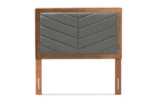Load image into Gallery viewer, Baxton Studio Iden Modern and Contemporary Dark Grey Fabric Upholstered and Walnut Brown Finished Wood Twin Size Headboard