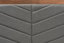 Load image into Gallery viewer, Baxton Studio Iden Modern and Contemporary Dark Grey Fabric Upholstered and Walnut Brown Finished Wood Twin Size Headboard