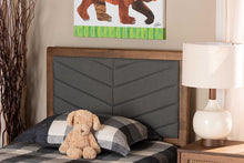 Load image into Gallery viewer, Baxton Studio Iden Modern and Contemporary Dark Grey Fabric Upholstered and Walnut Brown Finished Wood Twin Size Headboard