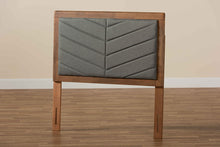 Load image into Gallery viewer, Baxton Studio Iden Modern and Contemporary Dark Grey Fabric Upholstered and Walnut Brown Finished Wood Twin Size Headboard