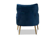 Load image into Gallery viewer, Baxton Studio Nelson Modern Luxe and Glam Navy Blue Velvet Fabric Upholstered and Gold Finished Metal Armchair