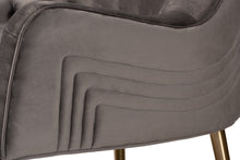 Load image into Gallery viewer, Baxton Studio Nelson Modern Luxe and Glam Grey Velvet Fabric Upholstered and Gold Finished Metal Armchair