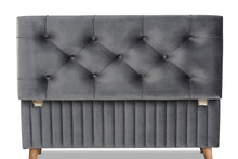 Load image into Gallery viewer, Baxton Studio Hanley Modern and Contemporary Grey Velvet Fabric Upholstered and Walnut Brown Finished Wood Storage Ottoman
