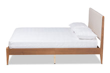 Load image into Gallery viewer, Baxton Studio Lenora Mid-Century Modern Beige Fabric Upholstered and Walnut Brown Finished Wood Queen Size Platform Bed
