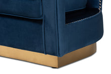 Load image into Gallery viewer, Baxton Studio Neville Modern Luxe and Glam Navy Blue Velvet Fabric Upholstered and Gold Finished Metal Armchair