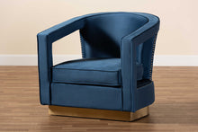 Load image into Gallery viewer, Baxton Studio Neville Modern Luxe and Glam Navy Blue Velvet Fabric Upholstered and Gold Finished Metal Armchair