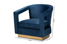 Load image into Gallery viewer, Baxton Studio Neville Modern Luxe and Glam Navy Blue Velvet Fabric Upholstered and Gold Finished Metal Armchair