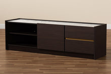 Load image into Gallery viewer, Baxton Studio Walker Modern and Contemporary Dark Brown and Gold Finished Wood TV Stand with Faux Marble Top