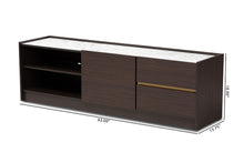 Load image into Gallery viewer, Baxton Studio Walker Modern and Contemporary Dark Brown and Gold Finished Wood TV Stand with Faux Marble Top
