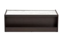 Load image into Gallery viewer, Baxton Studio Walker Modern and Contemporary Dark Brown and Gold Finished Wood Coffee Table with Faux Marble Top