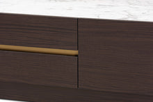 Load image into Gallery viewer, Baxton Studio Walker Modern and Contemporary Dark Brown and Gold Finished Wood Coffee Table with Faux Marble Top