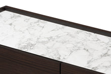 Load image into Gallery viewer, Baxton Studio Walker Modern and Contemporary Dark Brown and Gold Finished Wood 6-Drawer Dresser with Faux Marble Top