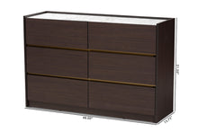Load image into Gallery viewer, Baxton Studio Walker Modern and Contemporary Dark Brown and Gold Finished Wood 6-Drawer Dresser with Faux Marble Top