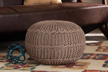 Load image into Gallery viewer, Baxton Studio Palmas Modern and Contemporary Bohemian Taupe Handwoven Pet Yarn Pouf Ottoman