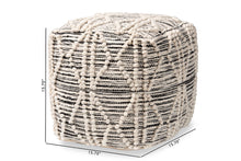 Load image into Gallery viewer, Baxton Studio Sentir Modern and Contemporary Moroccan Inspired Ivory and Black Handwoven Wool Blend Pouf Ottoman