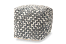 Load image into Gallery viewer, Baxton Studio Benjamin Modern and Contemporary Bohemian Grey and Ivory Handwoven Cotton Blend Pouf Ottoman
