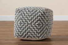 Load image into Gallery viewer, Baxton Studio Benjamin Modern and Contemporary Bohemian Grey and Ivory Handwoven Cotton Blend Pouf Ottoman