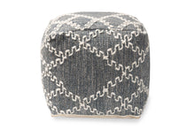 Load image into Gallery viewer, Baxton Studio Geyne Modern and Contemporary Bohemian Grey and Ivory Handwoven Cotton Blend Pouf Ottoman