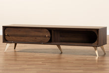 Load image into Gallery viewer, Baxton Studio Dena Mid-Century Modern Walnut Brown Wood and Gold Finished TV Stand