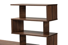 Load image into Gallery viewer, Baxton Studio Foster Modern and Contemporary Walnut Brown Finished Wood Storage Desk with Shelves