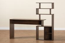 Load image into Gallery viewer, Baxton Studio Foster Modern and Contemporary Walnut Brown Finished Wood Storage Desk with Shelves