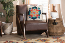 Load image into Gallery viewer, Baxton Studio Christa Mid-Century Modern Transitional Dark Brown Faux Leather Effect Fabric Upholstered and Walnut Brown Finished Wood Accent Chair