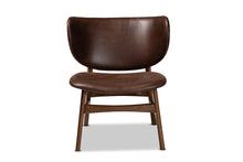Load image into Gallery viewer, Baxton Studio Marcos Mid-Century Modern Dark Brown Faux Leather Effect and Walnut Brown Finished Wood Living Room Accent Chair