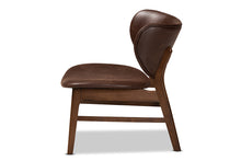 Load image into Gallery viewer, Baxton Studio Marcos Mid-Century Modern Dark Brown Faux Leather Effect and Walnut Brown Finished Wood Living Room Accent Chair