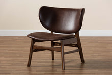 Load image into Gallery viewer, Baxton Studio Marcos Mid-Century Modern Dark Brown Faux Leather Effect and Walnut Brown Finished Wood Living Room Accent Chair