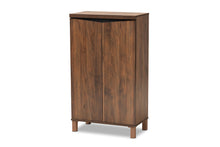 Load image into Gallery viewer, Baxton Studio Talon Modern and Contemporary Two-Tone Walnut Brown and Dark Grey Finished Wood 2-Door Shoe Storage Cabinet