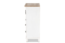 Load image into Gallery viewer, Baxton Studio Faron Classic and Traditional Farmhouse Two-Tone Distressed White and Oak Brown Finished Wood 2-Drawer Storage Cabinet