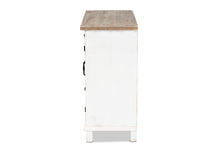 Load image into Gallery viewer, Baxton Studio Faron Classic and Traditional Farmhouse Two-Tone Distressed White and Oak Brown Finished Wood 3-Drawer Storage Cabinet