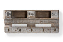 Load image into Gallery viewer, Baxton Studio Ferguson Vintage Rustic Whitewashed Grey Oak Finished Wood Wall Mounted Coat Rack with Shelves