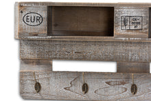 Load image into Gallery viewer, Baxton Studio Ferguson Vintage Rustic Whitewashed Grey Oak Finished Wood Wall Mounted Coat Rack with Shelves