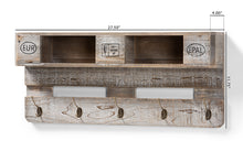 Load image into Gallery viewer, Baxton Studio Ferguson Vintage Rustic Whitewashed Grey Oak Finished Wood Wall Mounted Coat Rack with Shelves