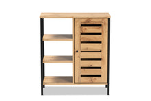 Load image into Gallery viewer, Baxton Studio Vander Modern and Contemporary Oak Brown Finished Wood and Black Finished Metal 1-Door Shoe Storage Cabinet