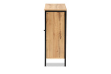 Load image into Gallery viewer, Baxton Studio Vander Modern and Contemporary Oak Brown Finished Wood and Black Finished Metal 1-Door Shoe Storage Cabinet