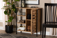 Load image into Gallery viewer, Baxton Studio Vander Modern and Contemporary Oak Brown Finished Wood and Black Finished Metal 1-Door Shoe Storage Cabinet