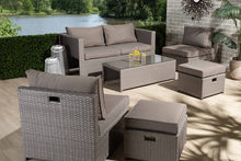 Load image into Gallery viewer, Baxton Studio Haina Modern and Contemporary Grey Fabric Upholstered and Grey Finished Synthetic Rattan 6-Piece Patio Set