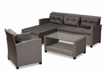 Load image into Gallery viewer, Baxton Studio Darian Modern and Contemporary Grey Fabric Upholstered and Grey Synthetic Rattan 4-Piece Patio Set