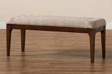 Load image into Gallery viewer, Baxton Studio Walsh Mid-Century Modern Beige Fabric Upholstered and Walnut Brown Finished Wood Dining Bench