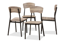 Load image into Gallery viewer, Baxton Studio Marcus Modern Industrial Oak Brown Finished Wood and Black Metal 4-Piece Dining Chair Set