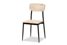 Load image into Gallery viewer, Baxton Studio Honore Mid-Century Modern Light Brown Finished Wood and Black Metal 4-Piece Dining Chair Set