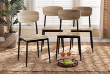 Load image into Gallery viewer, Baxton Studio Honore Mid-Century Modern Light Brown Finished Wood and Black Metal 4-Piece Dining Chair Set