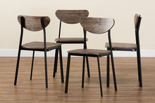 Load image into Gallery viewer, Baxton Studio Ornette Mid-Century Modern Walnut Brown Finished Wood and Black Metal 4-Piece Dining Chair Set