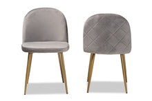 Load image into Gallery viewer, Baxton Studio Fantine Modern Luxe and Glam Grey Velvet Fabric Upholstered and Gold Finished Metal 2-Piece Dining Chair Set