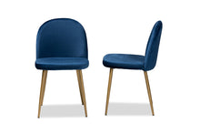 Load image into Gallery viewer, Baxton Studio Fantine Modern Luxe and Glam Navy Blue Velvet Fabric Upholstered and Gold Finished Metal 2-Piece Dining Chair Set