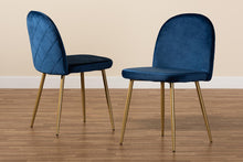 Load image into Gallery viewer, Baxton Studio Fantine Modern Luxe and Glam Navy Blue Velvet Fabric Upholstered and Gold Finished Metal 2-Piece Dining Chair Set