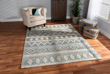 Load image into Gallery viewer, Baxton Studio Callum Modern and Contemporary Ivory and Blue Handwoven Wool Blend Area Rug